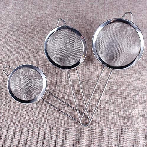 3 Pack - 3.8", 3.2", 2.8" Diameter Stainless Steel Fine Mesh Strainer with Sturdy Handle and Hook