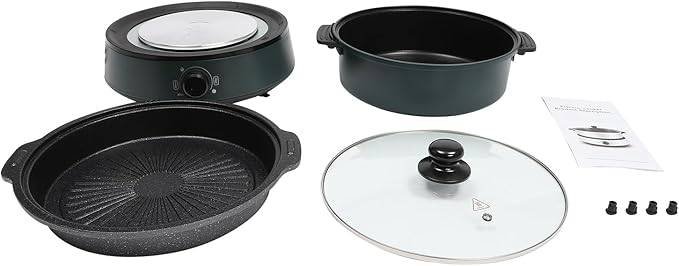 Electric Hot Pot,1350W Small Hot Pot Electric Cooker Electric Cooking Pot and Grill Pan with Lid, Portable Electric Hot Pot Skillet Travel Cooker Pot for Camping Family Party (Green)