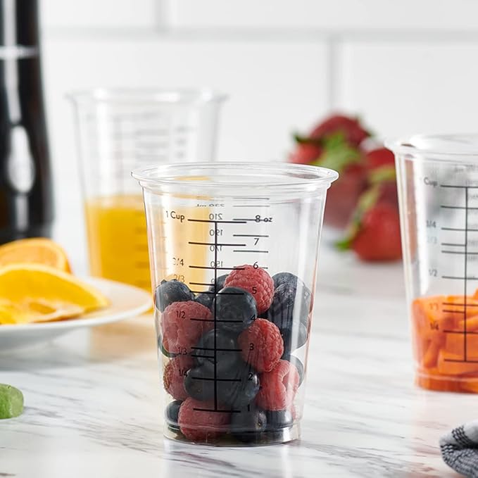 GUSTO [25 Count - 10 oz.] Multipurpose Disposable Plastic Measuring Cups - Baking, Cooking, Epoxy Resin, Mixing & Measuring Cups (Formerly Comfy Package)