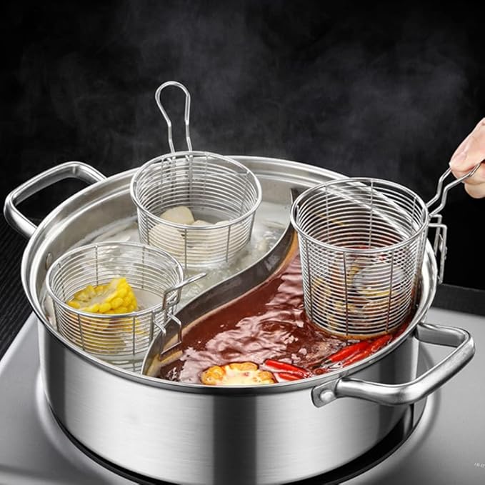 Hemoton Stainless Steel Noodle Strainer Heat-Resistant Mesh Colander for Hot Pot Kitchen Supply Pasta Cooking Tool 3.85X3.85X3.74In