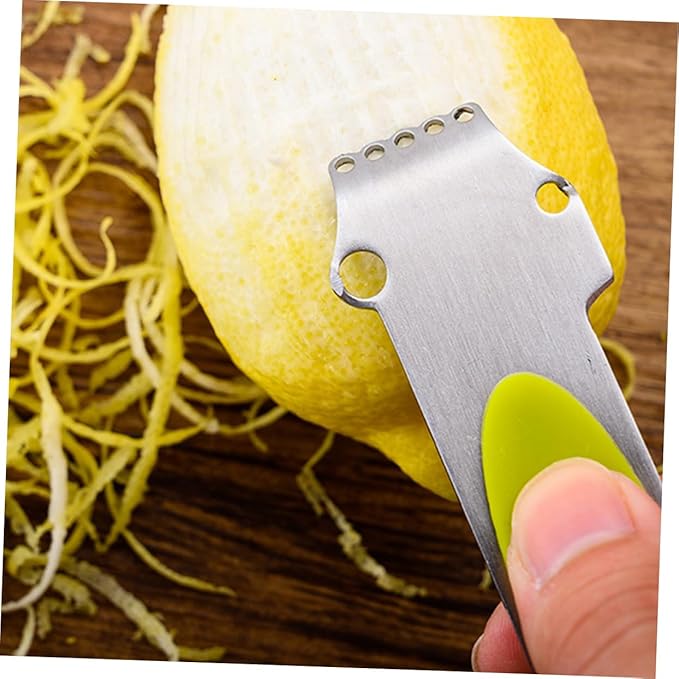 2pcs Stainless Steel Lemon Planer Tool Multi-functional Citrus Grater for Kitchen Use for Peeling Oranges and Easy Garnishing Fruit Preparation Yellow