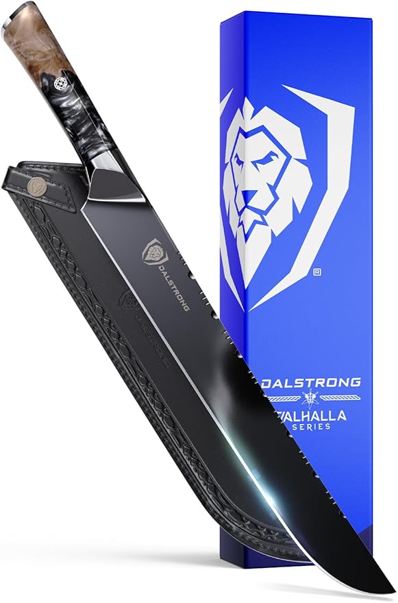 Dalstrong Slicing Knife - 12”- Valhalla Series Ravenstone Black Blade Titanium Coated - Premium 9CR18MOV HC Steel - Resin & Wood Handle - Razor Sharp - Meat Slicing Knife- Sheath