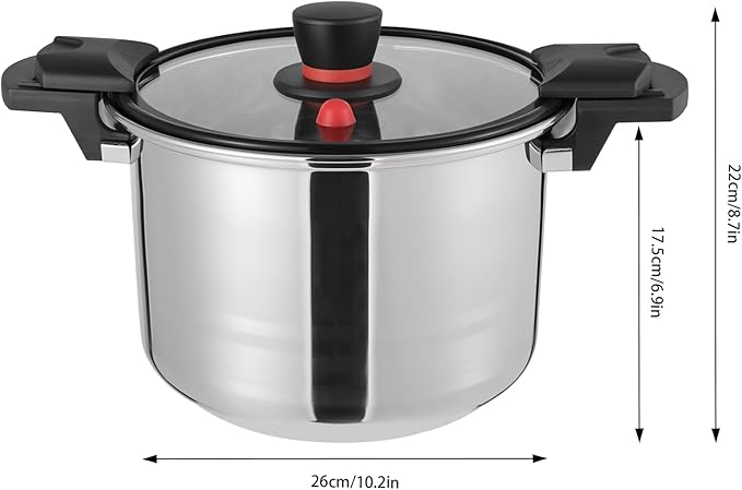 Bokknppo 7.4Qt Pressure Cooker Stainless Steel Pressure Pot 60Kpa Heating Pressure Tank Pressure Canner with Pressure Valve for Gas Stove Induction Cooker
