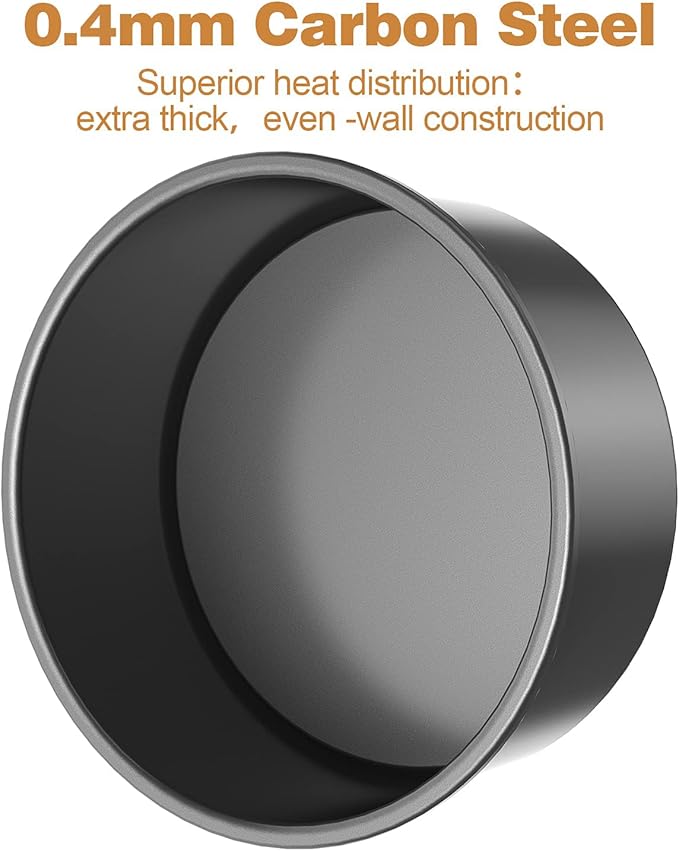 CHEFMADE Bakeware Round Cake Pan, 8-Inch with Removable Loose Bottom Quick Release Coating Chiffon Bakeware for Oven and Instant Pot Baking (Black)