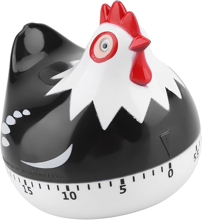 Chicken Pattern Timer, Kitchen Timer Reminder Cooking Countdown Timer for Cooking Baking Timer (Black)