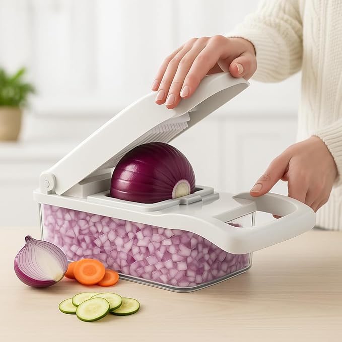 16 in 1 Vegetable Chopper, Mandoline Slicer and Food Processor - Kitchen Essentials for Effortless Food Prep - Includes Salad Spinner, Cheese Grater, Onion Chopper, French Fry Cutter (Sky Blue)
