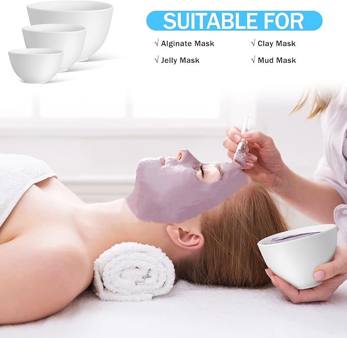 Facial Mask Silicone Bowl, 3 Size Silicone Mixing Bowls for Facials - Facial Bowls Esthetician for Home & Salon- Clay & Mud Mask Bowl Beauty Skincare Tool, 3.23in/3.94in/5.23in