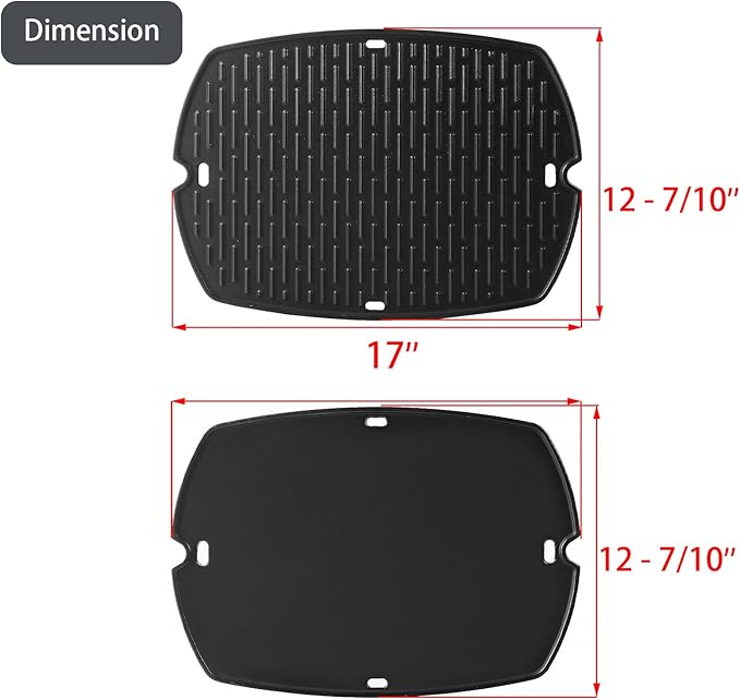 7582 Q1200 Griddle Full Size Grill Replacement Parts for Weber Baby Q Q100 Q120 Q140 Q1000 Q1400 Flat Top Griddle Insert 6558 7644 51010001 386002 516002 Accessories Cast Iron Reversible Griddle Plate