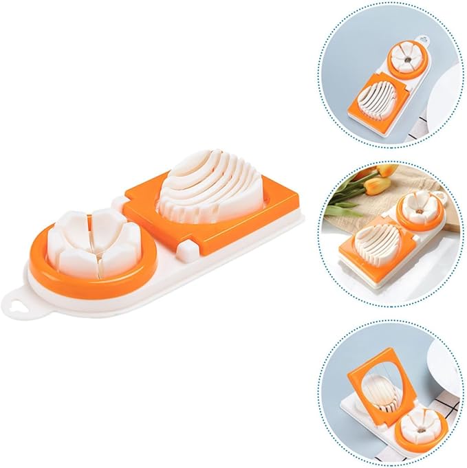 BESPORTBLE Multipurpose Egg Slicer and Hard Boiled Egg Cutter with Dual Blades Orange Food Slicer for Home Cooking