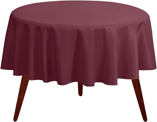 Gee Di Moda Round Tablecloth - 108 Inch Burgundy Round Table Cloth for 48 to 72 Inch Round Tables - Heavy Duty Washable Fabric - for Buffet Table, Holiday Party, Dinner, Wedding & Baby Shower