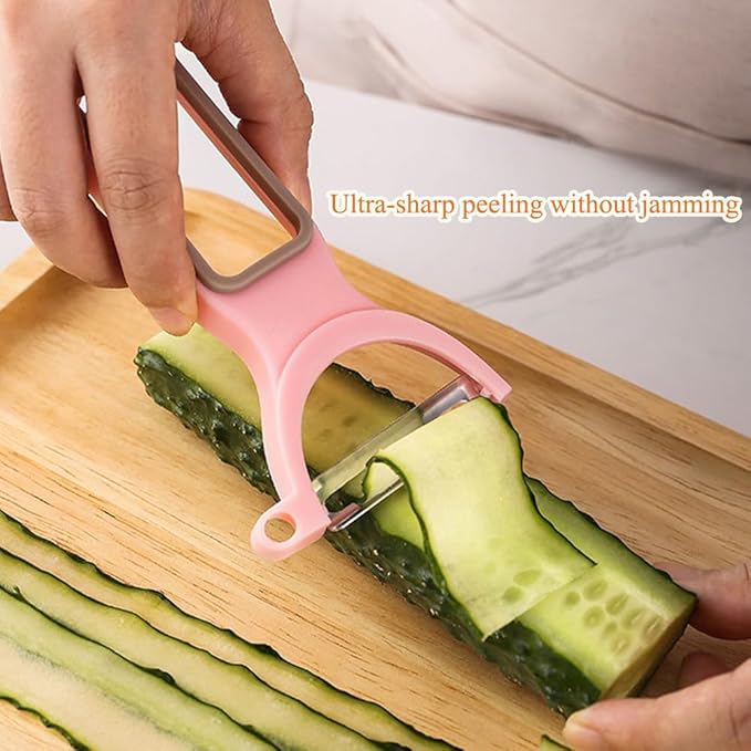 2Pcs Kitchen Peelers, Super Sharp Vegetable Peelers, Fruit Peeling Blade, Pink & Blue (2, Blue+Pink)