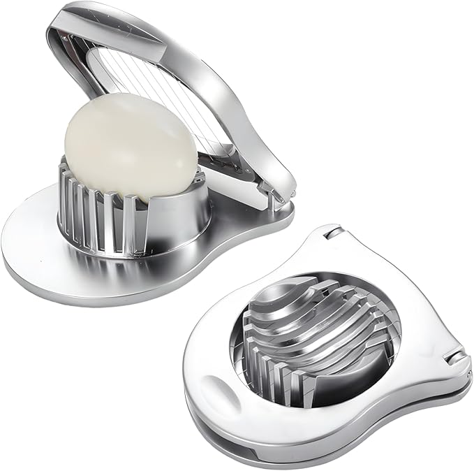 2 Pack Egg Slicer,Zinc Alloy Hard Boiled Egg Cutter,Multi-Function Stainless Steel Metal Wire Slicers for Mushroom,Strawberry,Banana,Easy Clean,Uniform Slices,Perfect for Salads Sandwiches Breakfast