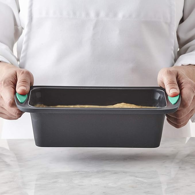 Trudeau 5115206M Structure Loaf Pan Silicone Bakeware, 8.5" x 4.5", Mint/Black