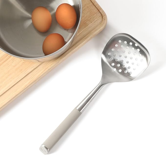 Calphalon Edge Stainless Steel Slotted Spoon/Skimmer - Taupe