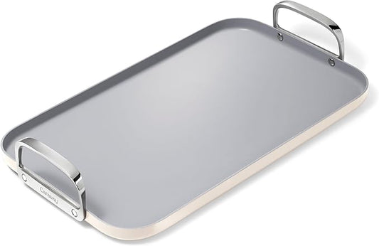 Caraway Double Burner Griddle - 19x12” Griddle Pan - Non-Stick Ceramic Coated - Non Toxic, PTFE & PFOA Free - Oven Safe & Compatible with All Stovetops - Cream