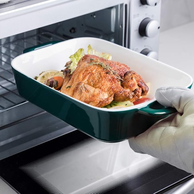 Sweejar Ceramic Bakeware Set, Rectangular Baking Dish for Cooking, Kitchen, Cake Dinner, Banquet and Daily Use, Casserole Dishes for Oven Porcelain Baking Pans (Jade)