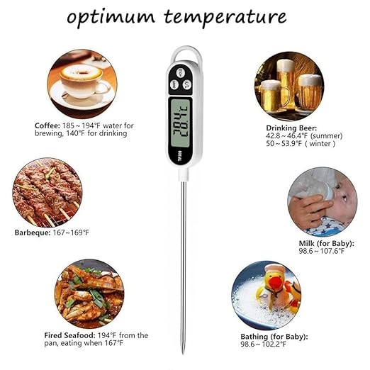 3pcs Candy Thermometer Digital Instant Read for Meat Kitchen Cooking Food Oil Deep Fry BBQ Grill Smoker (3, 15.4in)