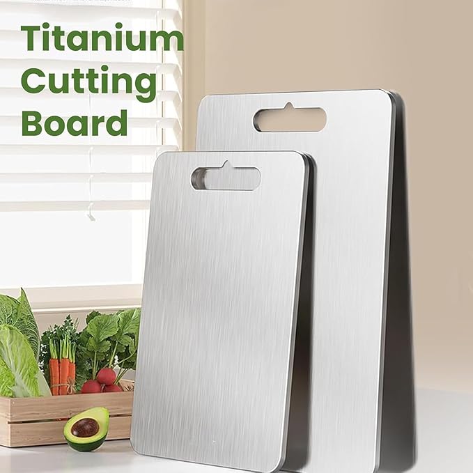 Titanium Cutting Board, 2026 New Upgrade Pure Titanium Cutting Boards for Kitchen Double Sided Non Toxic Titanware Cutting Board,Hygiene Durable Dishwasher Safe Chopping Board (15.35 * 11.02in)