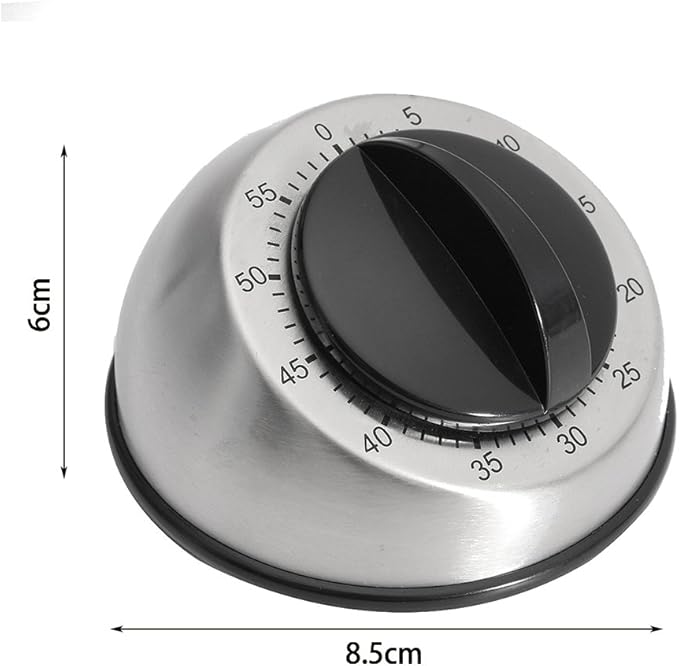 Kitchen Timer for Cooking, Mechanical Stainless Steel Chef Cooking Magnetic Timer, Easy-to-Read 2.5” Dial, Loud Alarm Countdown Reminder for Cooking or Baking, Magnetic Backing, No Batteries Required