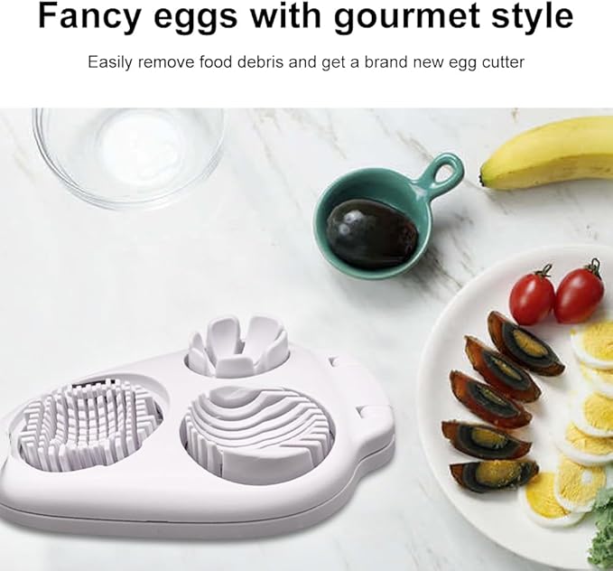 3 in 1 Boiled Egg Slicer, Manual Egg Slicer for Hard Boiled Eggs, 3 Slice Modes Chopper Cutter Stainless Steel Dicer, Kitchen Gadget for Butter Strawberry Tomato, Labor Saving