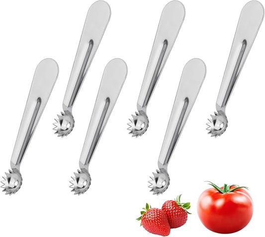 6pcs Tomato Corer, Strawberry Huller Stainless Steel Tomato Strawberry Stem Remover Tool Fruit & Vegetable Corer Baller Tool Ideal for Kitchen