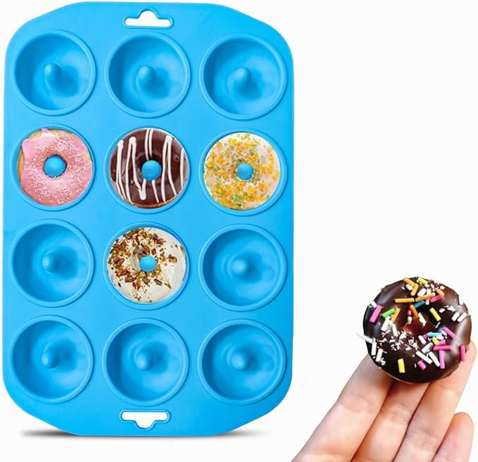 Cupidove Silicone Donut Pan, Bite Size Silicone Donut Molds for baking, Mini Donut Mold Heat Resistant, Mini Baking Mold for baking delicious donuts, Non-stick Bottom, Easy to Clean