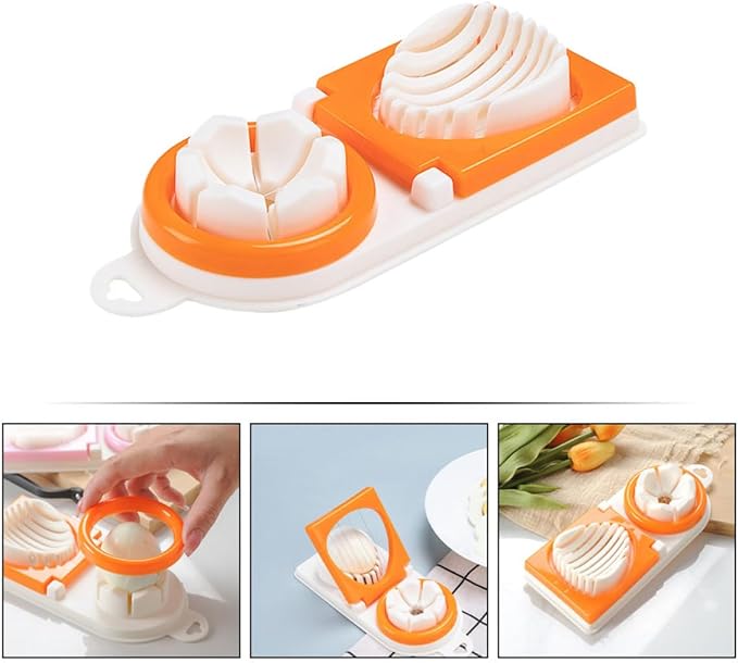 Zerodeko Multifunctional Egg Slicer Boiled Egg Cutter Dual-head Design Orange Plastic Kitchen Gadget Home Use Fruit Slicing Tool