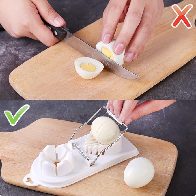 Egg Slicer Cutter,2 in 1 Stainless Steel Cutting Wires Egg Slicer Multi Purpose Egg Dicer & Wedger