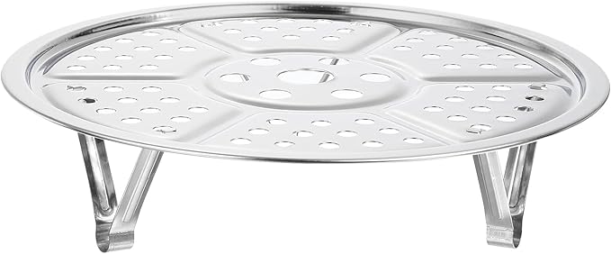 uxcell Stainless Steel Steamer Rack with Stand, 7.9 Inches Pot Steaming Tray for Steamer Cookware Instant Pressure Cooker, Silver Tone