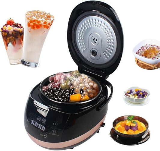 5L Automatic Pearl Pot, Commercial Household Non-Stick Pearl Pot, Professional Pearl Steamer Coffee Pot, 110V 900W Anti-Hot Design, Intelligent Touch Screen Control Panel