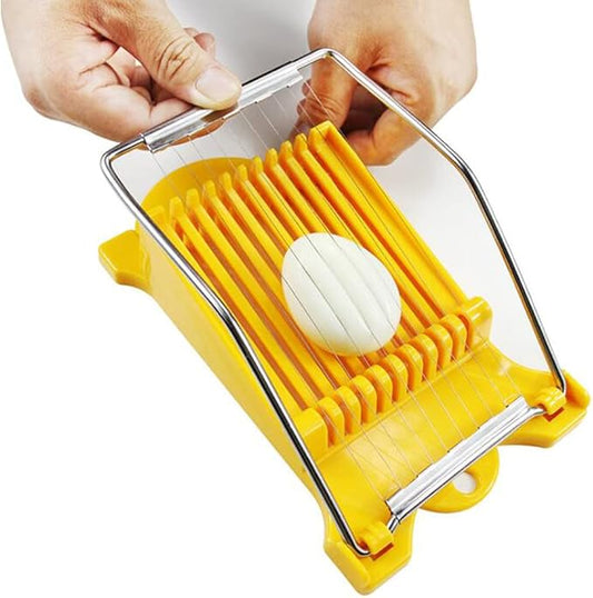 Hoshen Luncheon Meat Slicer, Egg Cutter, Fruit Soft Cheese Slicer, Strengthened Stainless Steel Cutting Line, 10 Slices Evenly Cut，Original Box,Yellow