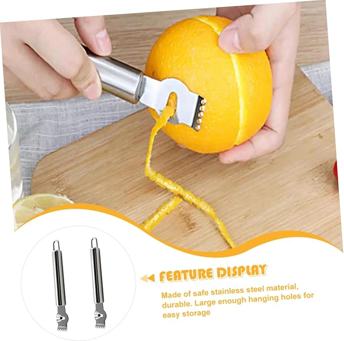 2pcs Stainless Steel Lemon Zester Grater Peeler for Fruit Handheld Citrus Scraper Kitchen Tool for Home Restaurant