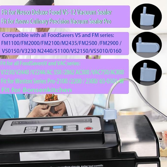 Accessory Hose Compatible with Deluxe Food VS-12 Vacuum Sealer，Suitable for all sealing zipper bags, wine plugs, jar seals, vacuum sealing agents (attachment hose For Deluxe Food VS-12) (2, Blue)