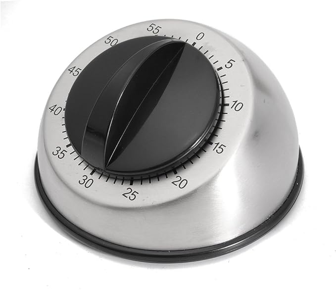 Kitchen Timer for Cooking, Mechanical Stainless Steel Chef Cooking Magnetic Timer, Easy-to-Read 2.5” Dial, Loud Alarm Countdown Reminder for Cooking or Baking, Magnetic Backing, No Batteries Required