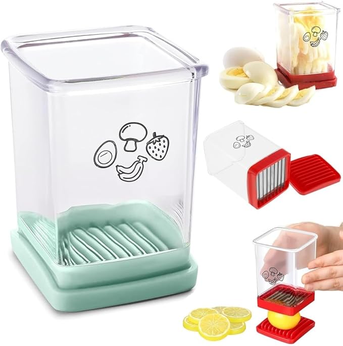 Fruit Slicer Cup Fruit and Vegetable Speed Slicer with Push Plate Cup Slicer Strawberry Cutter Egg Slicer Banana Slicers Grape Cutter Stainless Steel Detachable Fruit and Vegetable Slicer Slicing Tool
