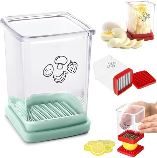 Fruit Slicer Cup Fruit and Vegetable Speed Slicer with Push Plate Cup Slicer Strawberry Cutter Egg Slicer Banana Slicers Grape Cutter Stainless Steel Detachable Fruit and Vegetable Slicer Slicing Tool