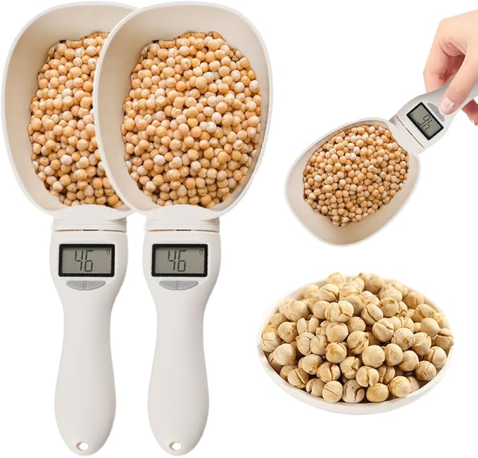 Electronic Measuring Spoon with Conversion,Digital Spoons Scale,Food Measuring Scoop,Multi-functional Spoon with Adjustable Scale 800g/0.1g,Measuring Scoop for Kitchen and Dog Cat Food (Spoon/2pcs)