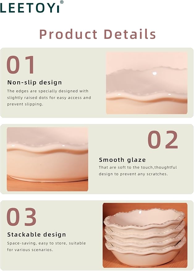 5.8 Inch Mini Pie Pans, 8 Ounce Ceramic Pie Plate Pie Dish Ramekins for Kitchen, Individual Stackable Pie Tins, Set of 4 (White)