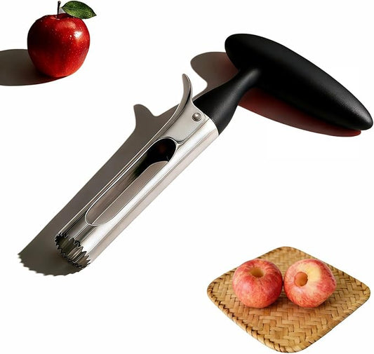 Apple Corer, Stainless Steel Apple Corer and Divider with Sharp Serrated Blade – Easy to Use – Core Remover Tool for Apples, Pears, Cupcakes – Heavy-Duty Kitchen Gadget for Baking, Cooking (Black)