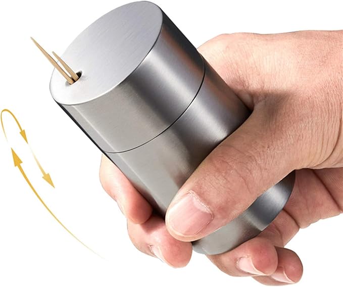 Mu&Ti Premium Stainless Steel Toothpick Holders Set - SUS304 Brushed Surfaces, Elegant Cylinder Design (Matte)