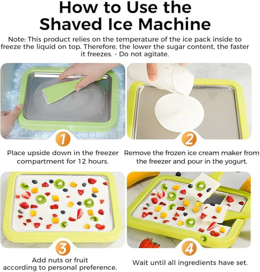 At-Home Rolled Ice Cream Maker Kit - DIY Family Activity with 2 Scrapers, Ideal for Yogurt, Sorbet & Frozen Treats (White)