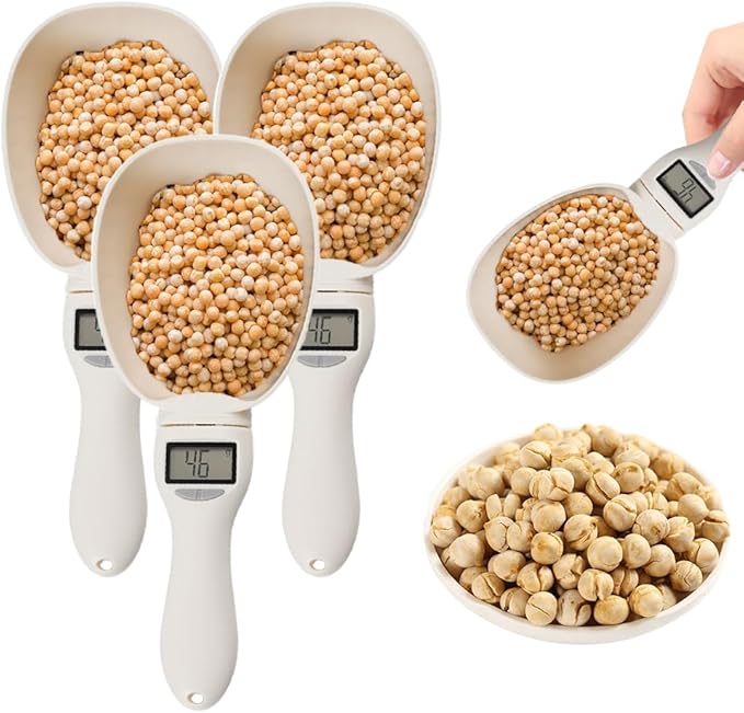 Electronic Measuring Spoon with Conversion,Digital Spoons Scale,Food Measuring Scoop,Multi-functional Spoon with Adjustable Scale 800g/0.1g,Measuring Scoop for Kitchen and Dog Cat Food (Spoon/3pcs)