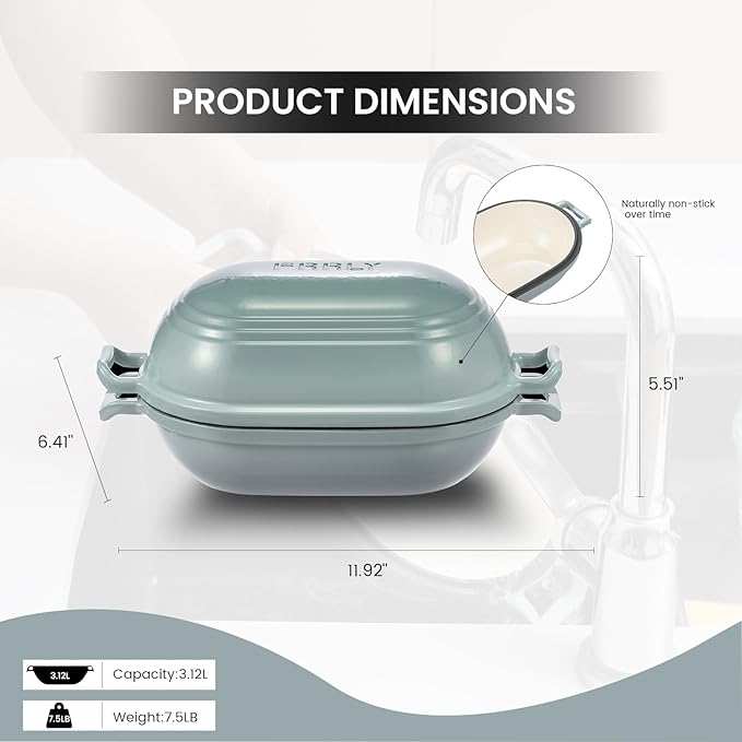 FRRLY Enameled Cast Iron Dutch Oven for Sourdough Bread Baking,9 x 5-4/5 Inch Oval Cast Iron Bread Pan with Lid,Dutch Oven for Homemade Sourdough Baking,2.8QT Meatloaf Pan,Oven Safe