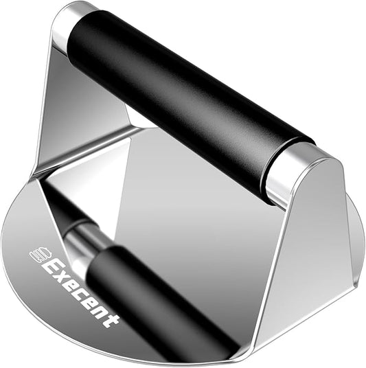 Smash Burger Press 5.5" Stainless Steel - Burger & Hamburger Smasher Tool, Nonstick Cool-Touch Handle, Dishwasher Safe Grill Press for Griddle, Ground Beef