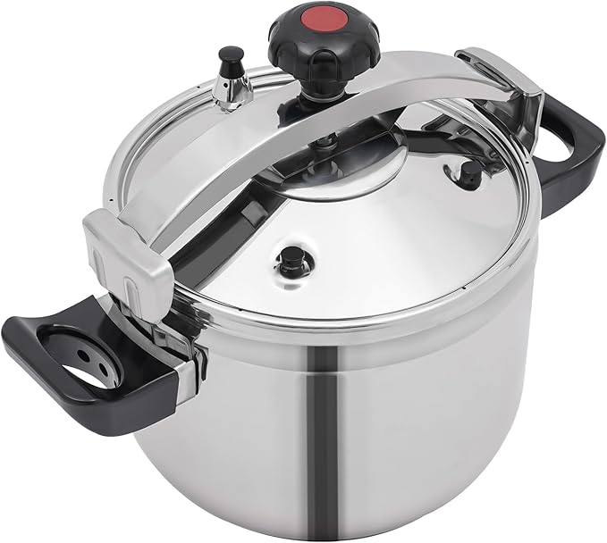 LyeXD 22L/23.25 Qt Stainless Steel Pressure Cooker, Stainless Steel Pressure Stewing Pot w/Two Safety Clips, Pressure Canner Olla de Presion,One-Hand Locking Induction Compatible Cookware for Home