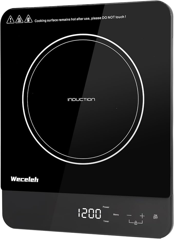 Portable Induction Cooktop Ultra-Thin, Single Burner Induction cooktop, 11 Power Levels, 3h Timer & Child Safety Lock, Low Noise, for Kitchen RV Apartment Countertop, 110-120V, black
