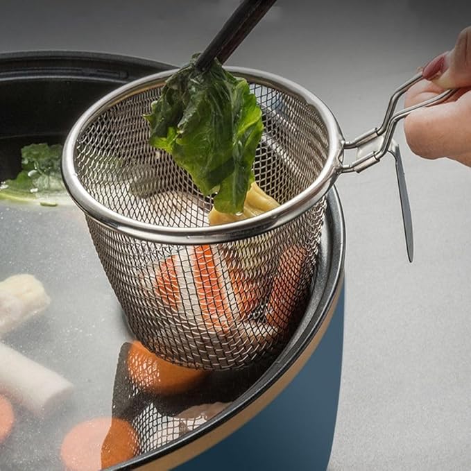 1pc Stainless Steel Pasta Basket, Mesh Spider Food Dumpling Noodle Strainer, Fine Mesh Strainer with Handle,Colanders and Food Strainers Kitchen Utensils and Gadgets