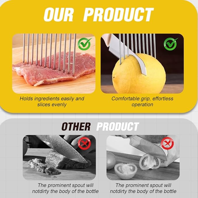 Stainless Steel Onion Slice Holder, Onion Holder for Slicing, Egg Cutter Vegetable Chopper, Ultifunctiona Fruit Slicer OnionPin Slicer Loose Meat Pin, Kitchen Chopper Slicing Tool (2, B)