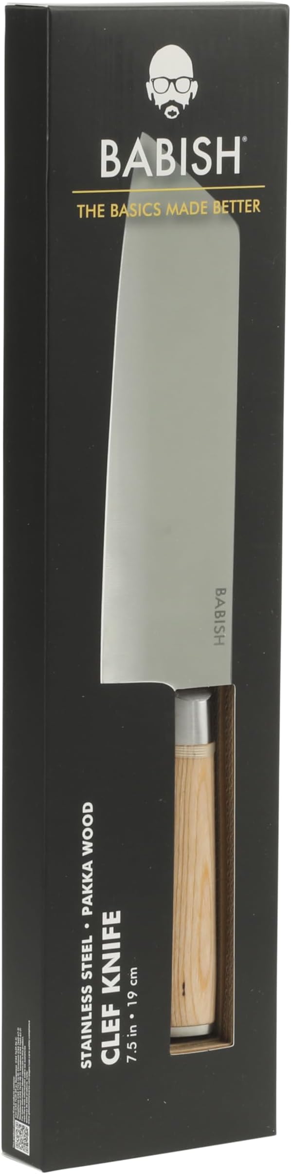 Babish 7.5-Inch Clef Knife – High-Carbon 1.4116 German Steel Kitchen Knife with Light Pakka Wood Handle, Chef & Cleaver Hybrid for Chopping, Slicing & Prep, Full-Tang, Razor Sharp, Ergonomic Design
