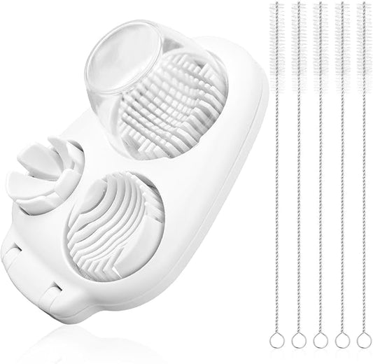 3-in-1 Egg Slicer for Hard Boiled Eggs, 3 Slice Modes Egg Cutter with 5 Cleaning Brushes 3-Way Stainless Steel Dicer Kitchen Chopper Gadget for Butter Mushroom Strawberry Tomato Kiwi Cherry